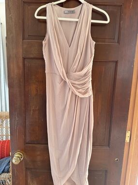 ASOS Dusty Mauve Sleeveless Draped V-Neck Midi Dress